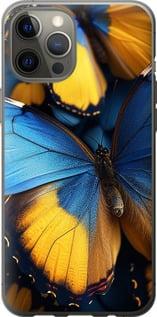 Чехол на iPhone 12 Pro Max Желто-голубые бабочки