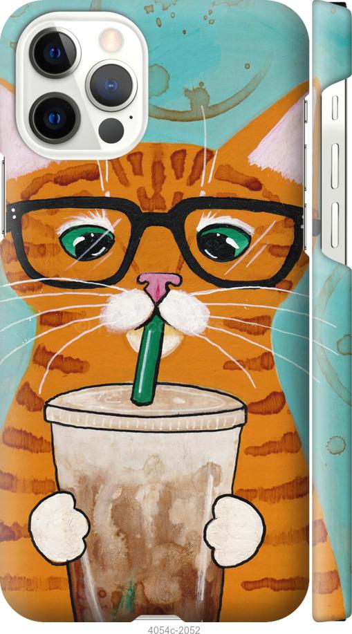 Чехол на iPhone 12 Pro Зеленоглазый кот в очках