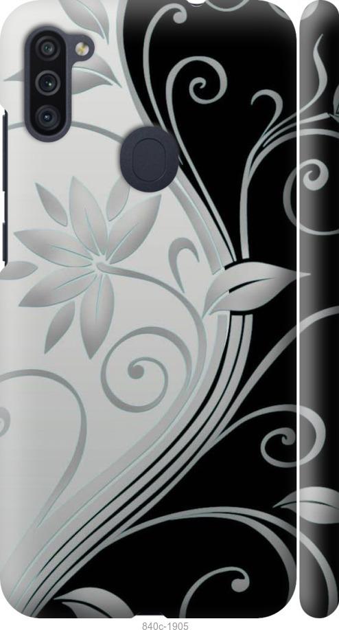 Чехол на Samsung Galaxy A11 A115F Цветы на чёрно-белом фоне