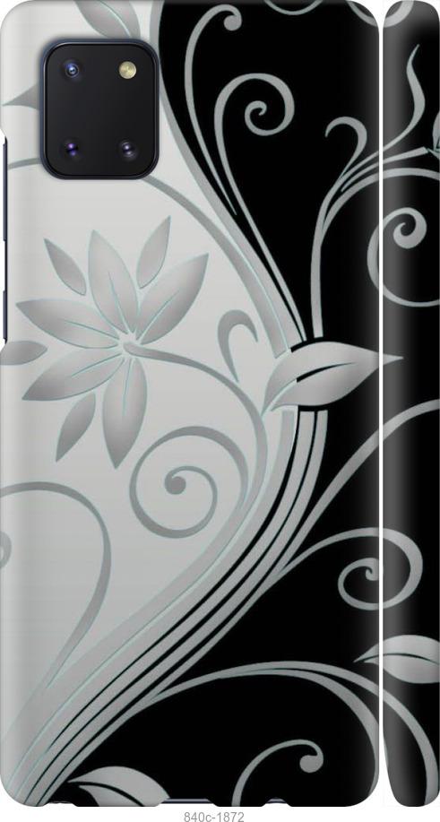 Чехол на Samsung Galaxy Note 10 Lite Цветы на чёрно-белом фоне