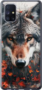 Чехол на Samsung Galaxy M51 M515F Wolf and flowers
