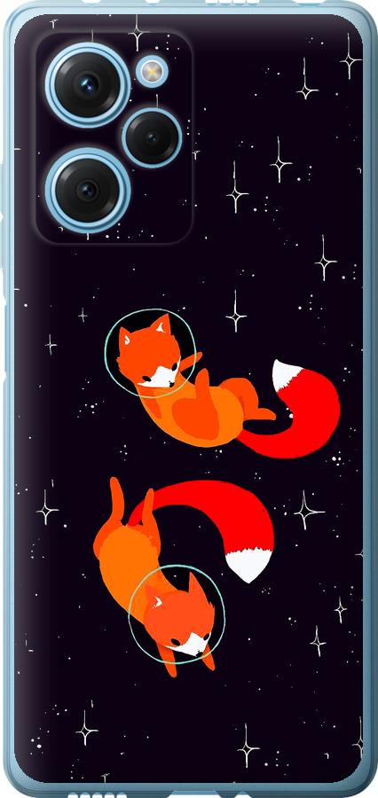 Чехол на Xiaomi Poco X5 Pro 5G Лисички в космосе