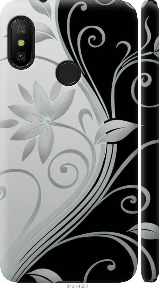 Чехол на Xiaomi Mi A2 Lite Цветы на чёрно-белом фоне