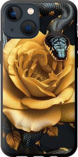Чехол на iPhone 13 Mini Black snake and golden rose