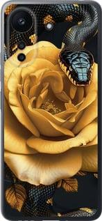 Чехол на Xiaomi Redmi 13C Black snake and golden rose