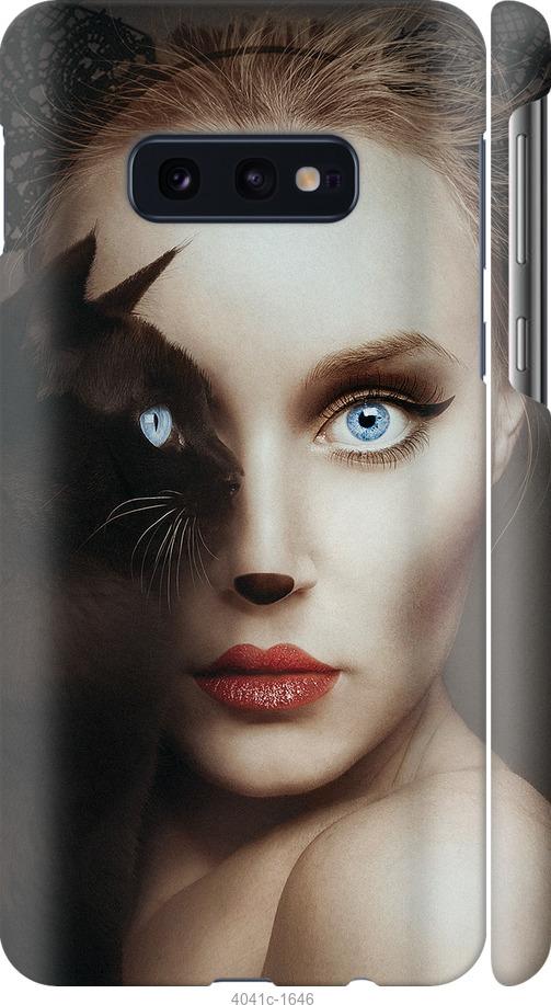Чехол на Samsung Galaxy S10e Взгляд женщины и кошки