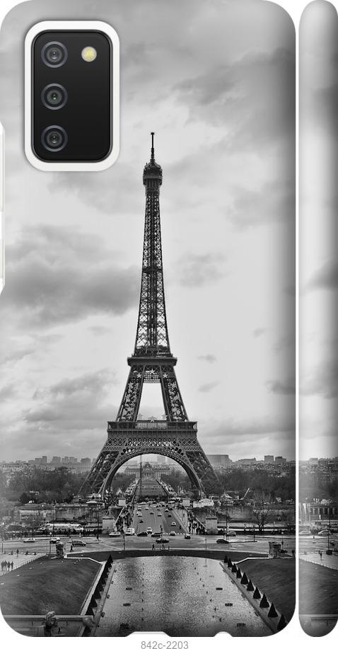 Чехол на Samsung Galaxy A02s A025F Чёрно-белая Эйфелева башня