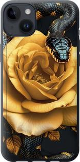 Чехол на iPhone 14 Plus Black snake and golden rose