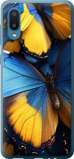 Чехол на Samsung Galaxy A02 A022G Желто-голубые бабочки