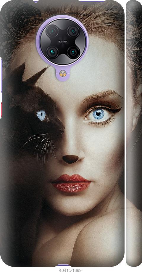 Чехол на Xiaomi Redmi K30 Pro Взгляд женщины и кошки