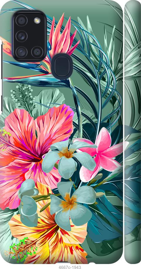 Чехол на Samsung Galaxy A21s A217F Тропические цветы v1