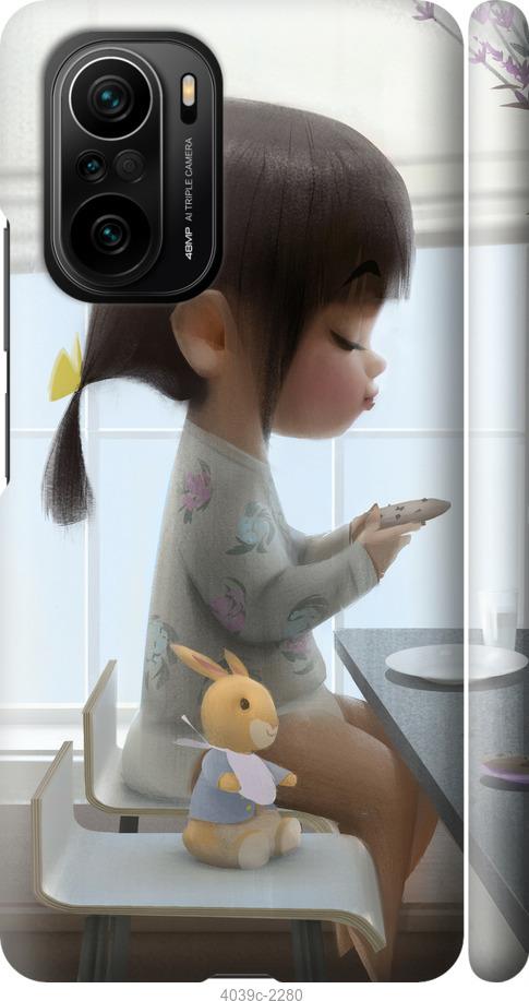 Чехол на Xiaomi Poco F3 Милая девочка с зайчиком