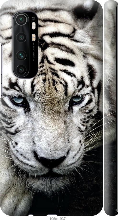 Чехол на Xiaomi Mi Note 10 Lite Грустный белый тигр