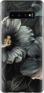Чехол на Samsung Galaxy S10 Plus Черные цветы