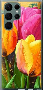 Чехол на Samsung Galaxy S22 Ultra Нарисованные тюльпаны