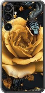 Чехол на Samsung Galaxy S23 FE Black snake and golden rose