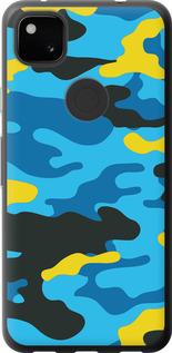 Чехол на Google Pixel 4A Желто-голубой камуфляж