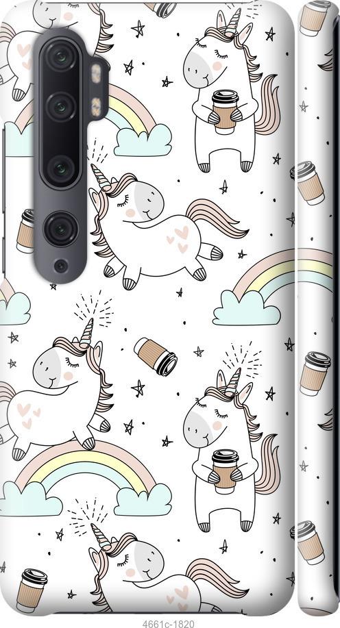 Чехол на Xiaomi Mi Note 10 Единорог и кофе
