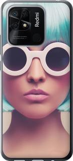 Чехол на Xiaomi Redmi 10C Синеволосая девушка в очках