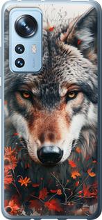 Чехол на Xiaomi 12X Wolf and flowers