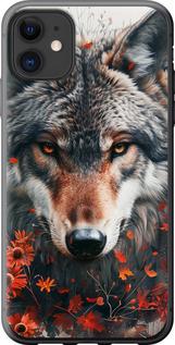 Чехол на iPhone 11 Wolf and flowers