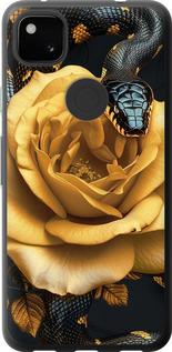 Чехол на Google Pixel 4A Black snake and golden rose