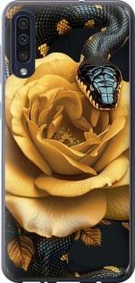 Чехол на Samsung Galaxy A50 2019 A505F Black snake and golden rose