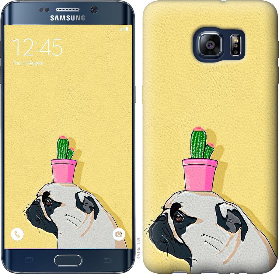Чехол на Samsung Galaxy S6 Edge Plus G928 Мопс с кактусом