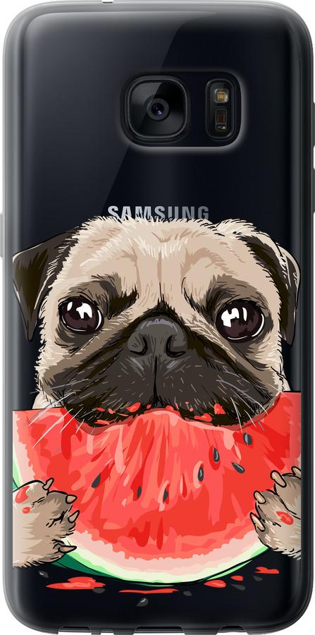 Чехол на Samsung Galaxy S7 G930F Мопс и арбуз