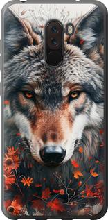 Чехол на Xiaomi Pocophone F1 Wolf and flowers