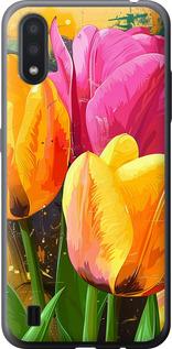 Чехол на Samsung Galaxy A01 A015F Нарисованные тюльпаны
