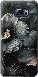 Чехол на Samsung Galaxy S6 Edge Plus G928 Черные цветы