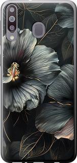 Чехол на Samsung Galaxy M30 Черные цветы