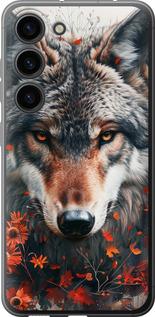 Чехол на Samsung Galaxy S23 Wolf and flowers