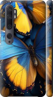 Чехол на Xiaomi Mi Note 10 Желто-голубые бабочки