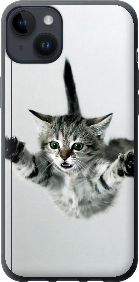 Чехол на iPhone 14 Plus Летящий котёнок