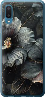 Чехол на Samsung Galaxy A02 A022G Черные цветы