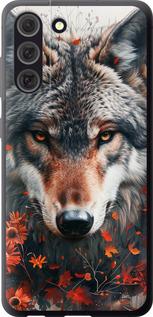 Чехол на Samsung Galaxy S21 FE Wolf and flowers
