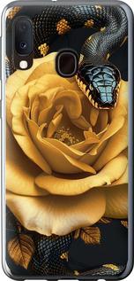 Чехол на Samsung Galaxy A20e A202F Black snake and golden rose