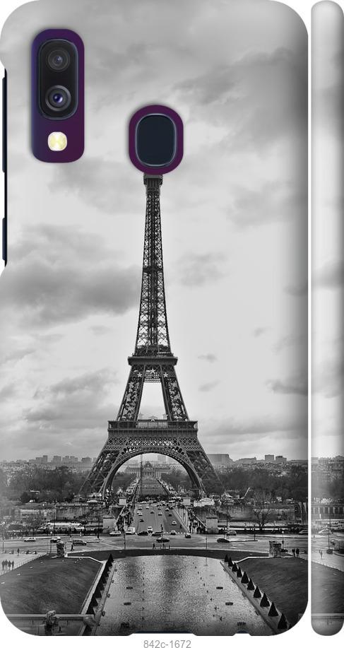 Чехол на Samsung Galaxy A40 2019 A405F Чёрно-белая Эйфелева башня