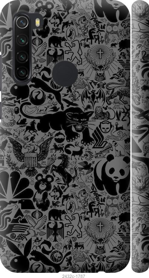 Чехол на Xiaomi Redmi Note 8 Чёрно-серый стикер бомбинг