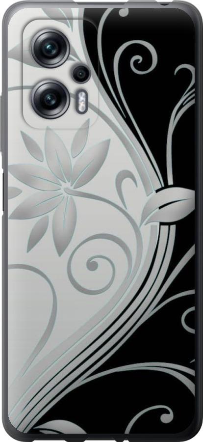 Чехол на Xiaomi Redmi Note 11T Pro Цветы на чёрно-белом фоне