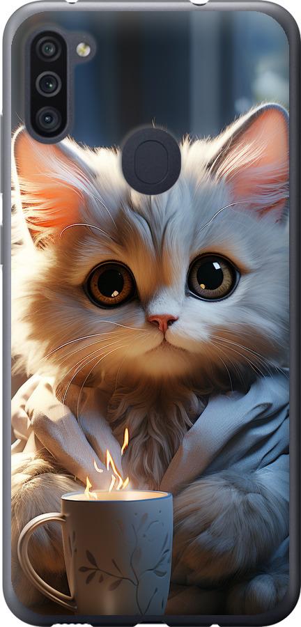 Чехол на Samsung Galaxy M11 M115F White cat