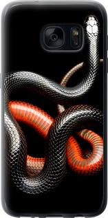 Чехол на Samsung Galaxy S7 G930F Красно-черная змея на черном фоне