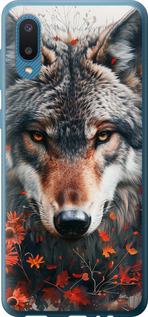 Чехол на Samsung Galaxy A02 A022G Wolf and flowers