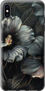 Чехол на iPhone XS Max Черные цветы
