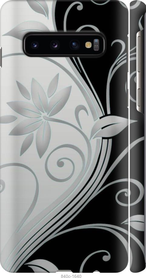 Чехол на Samsung Galaxy S10 Цветы на чёрно-белом фоне
