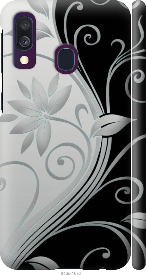 Чехол на Samsung Galaxy A40 2019 A405F Цветы на чёрно-белом фоне