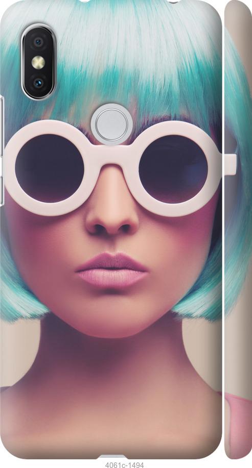 Чехол на Xiaomi Redmi S2 Синеволосая девушка в очках