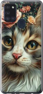 Чехол на Samsung Galaxy A21s A217F Cats and flowers